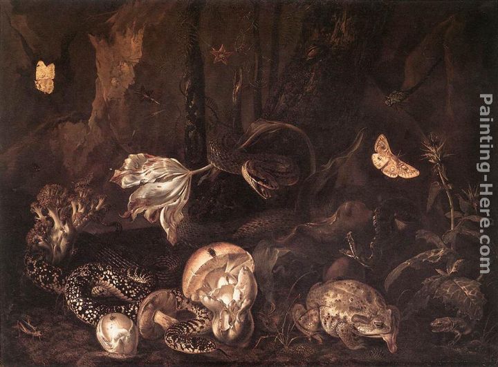 Otto Marseus Van Schrieck Still-Life with Insects and Amphibians